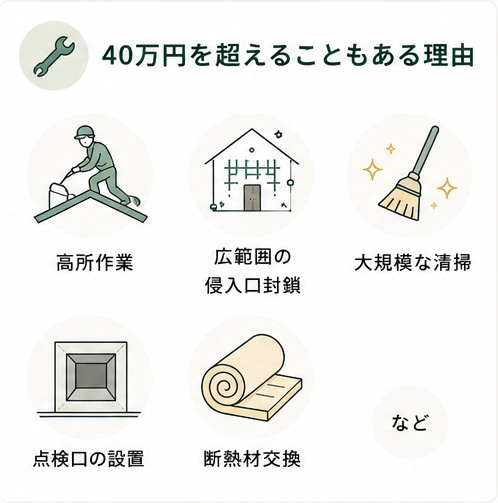 ネズミ駆除で40万円を超える場合の理由の説明写真