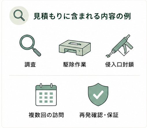 ネズミ駆除の見積もりに含まれる調査・駆除作業・侵入口封鎖・複数回の訪問・再発確認・保証