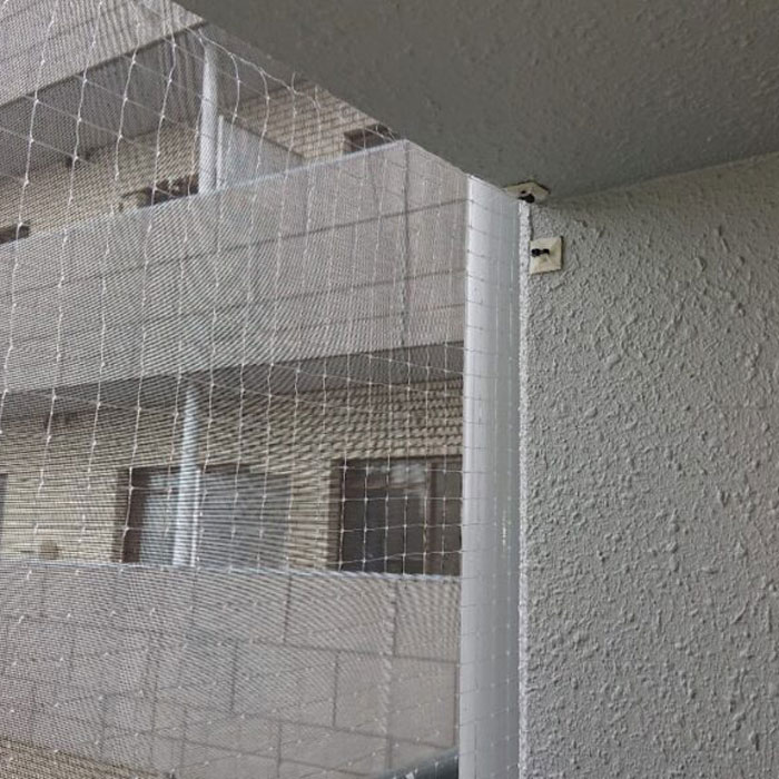 駆除対策屋アシストの施工写真：開口部に張られた防鳥ネット